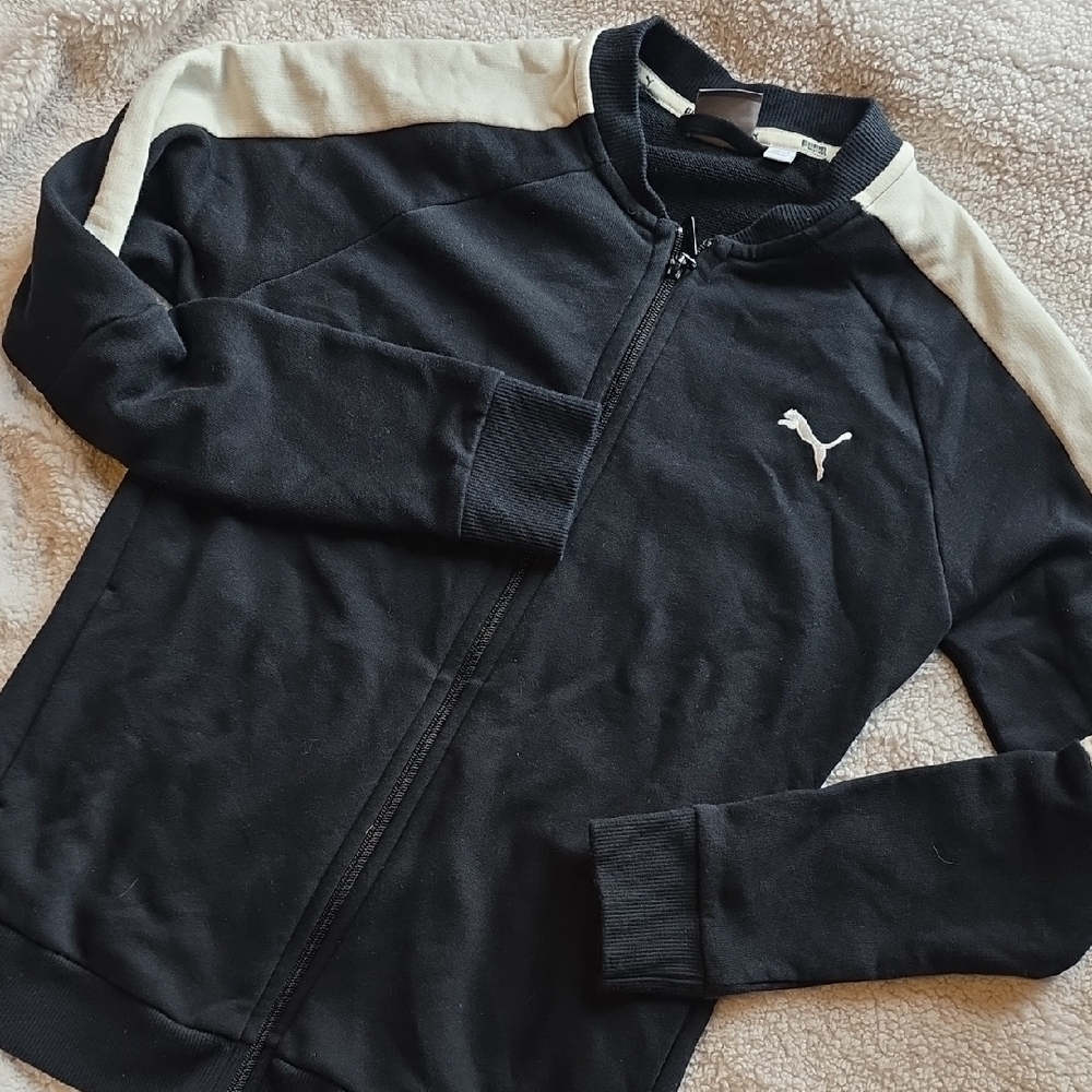 Puma Black Jacket with White Stripes